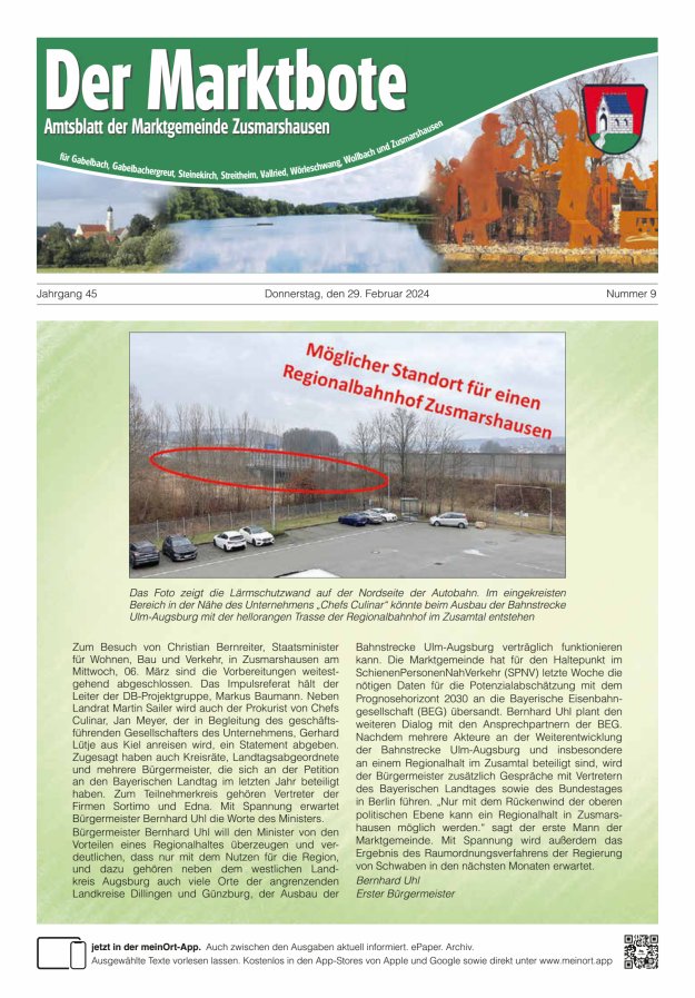Zusmarshausen - Der Marktbote Titelblatt 09/2024
