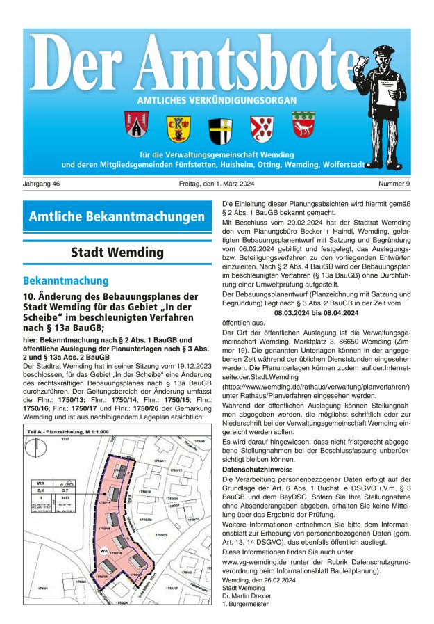 Der Amtsbote - Wemding Verwaltungsgemeinschaft Titelblatt 09/2024