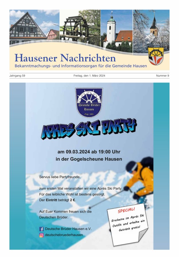 Hausener Nachrichten Titelblatt 09/2024