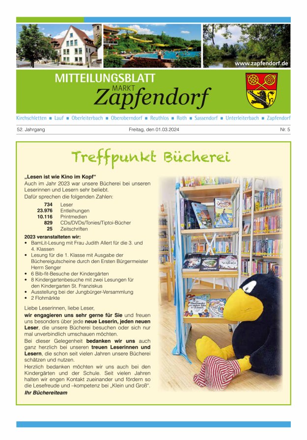 Mitteilungsblatt Markt Zapfendorf Titelblatt 05/2024