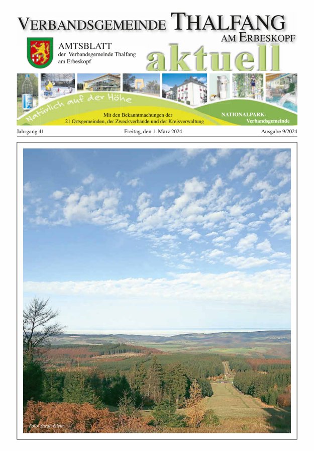 Thalfang aktuell - Amtsblatt VG Thalfang Titelblatt 09/2024