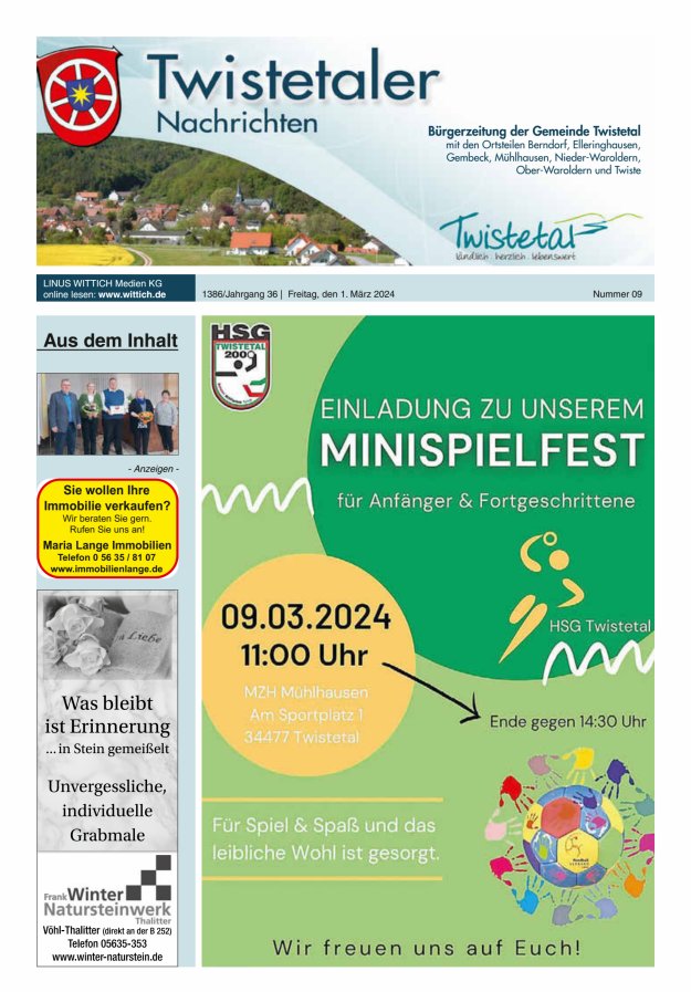 Twistetaler Nachrichten Titelblatt 09/2024