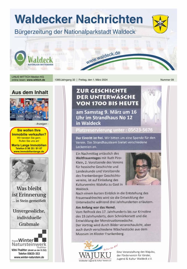 Waldecker Nachrichten Titelblatt 09/2024