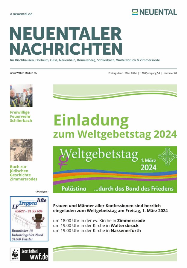 Neuentaler Nachrichten Titelblatt 09/2024