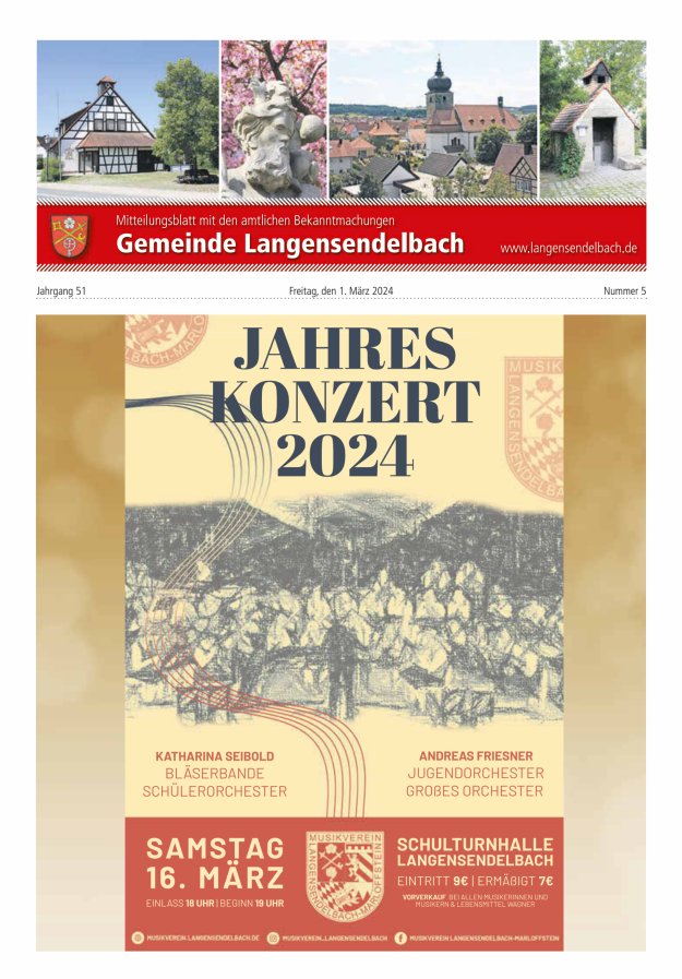 Mitteilungsblatt - Gemeinde Langensendelbach Titelblatt 05/2024