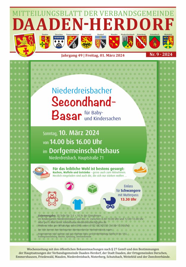 Mitteilungsblatt der Verbandsgemeinde Daaden-Herdorf Titelblatt 09/2024