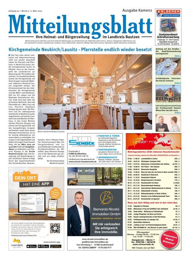 Mitteilungsblatt LK Bautzen Ausgabe Kamenz Titelblatt 08/2024