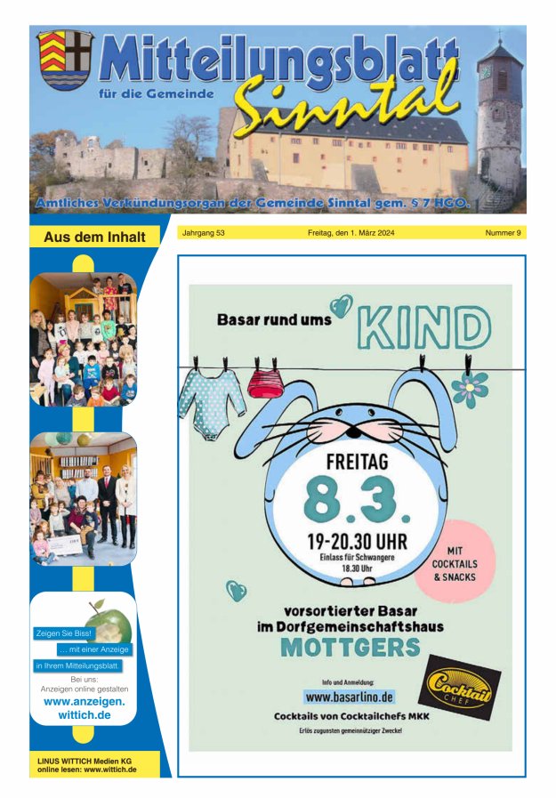 Mitteilungsblatt für die Gemeinde Sinntal Titelblatt 09/2024