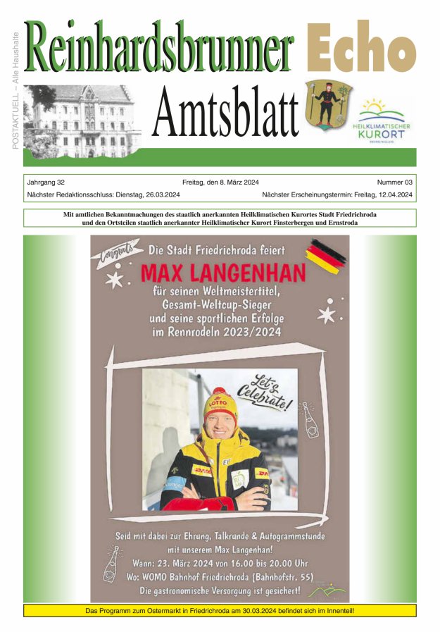 Reinhardsbrunner Echo Titelblatt 03/2024