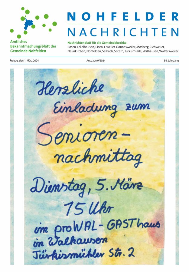 Nohfelder Nachrichten Titelblatt 09/2024