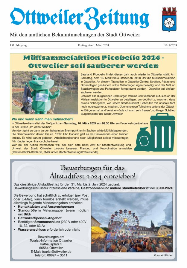 Ottweiler Zeitung Titelblatt 09/2024