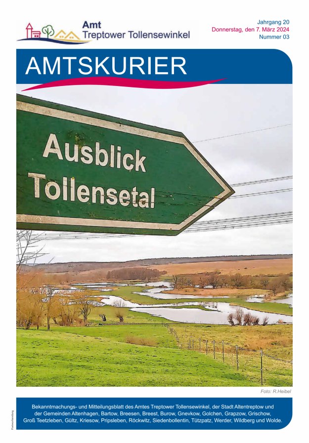 Amtskurier des Amtes Treptower Tollensewinkel Titelblatt 03/2024
