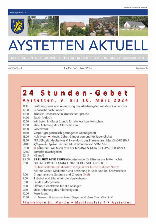 Aystetten Aktuell Wir über uns Titelblatt 05/2024