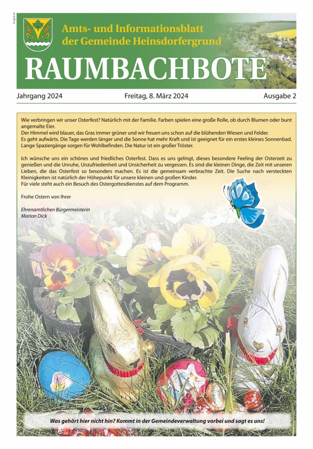 Raumbachbote – Amt- und Informationsblatt der Gemeinde Heinsdorfergrund Titelblatt 02/2024