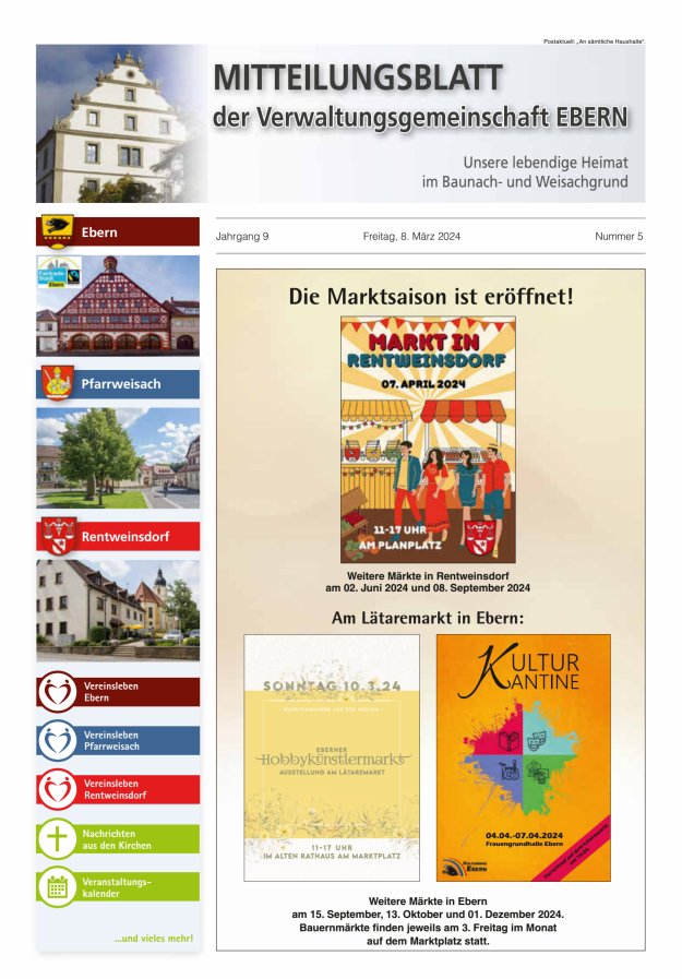 Mitteilungsblatt der Verwaltungsgemeinschaft Ebern Titelblatt 05/2024