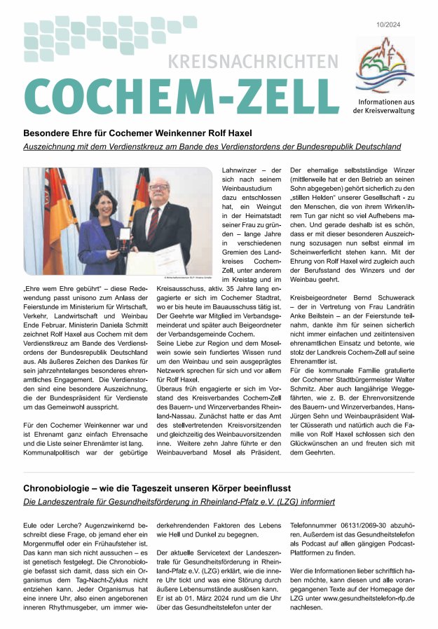 Kreisnachrichten Cochem-Zell Titelblatt 10/2024