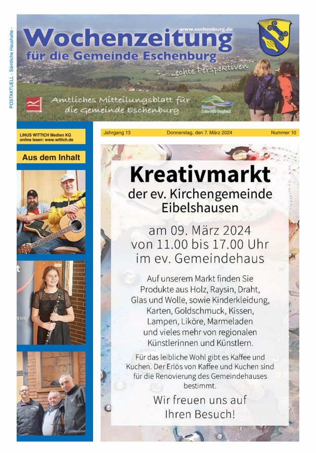 Wochenzeitung für die Gemeinde Eschenburg Titelblatt 10/2024