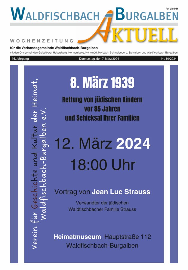 Amtsblatt der Verbandsgemeinde Waldfischbach-Burgalben Titelblatt 10/2024