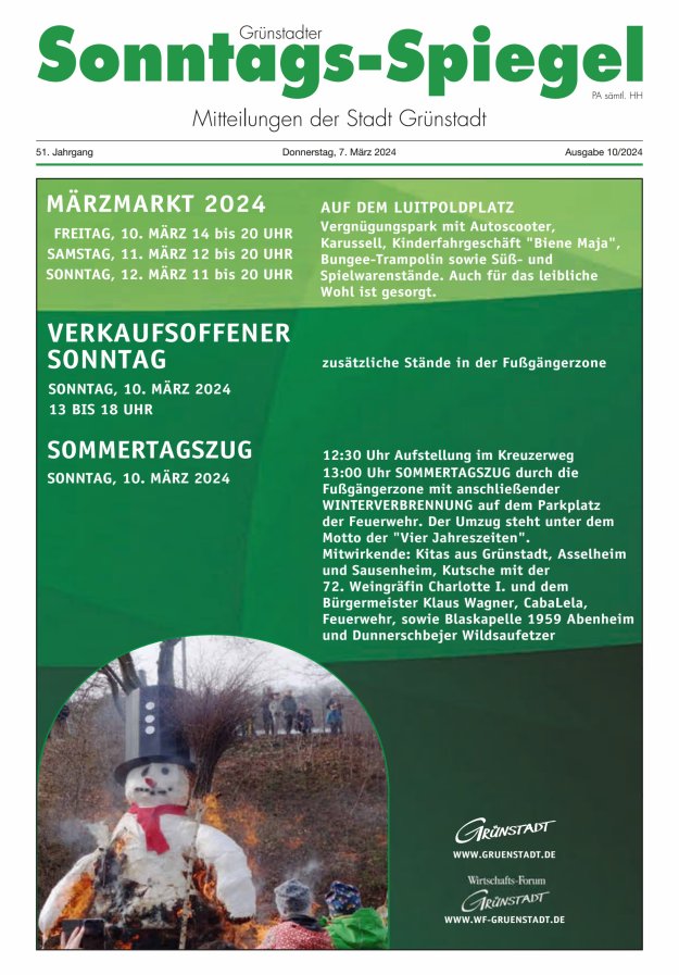 Grünstadter Sonntags-Spiegel Titelblatt 10/2024