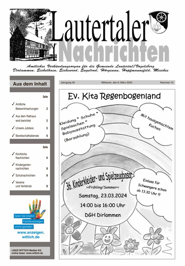 Lautertaler Nachrichten Titelblatt 10/2024