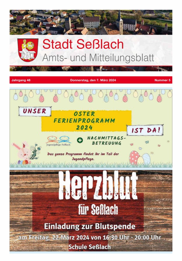 Amts- und Mitteilungsblatt Stadt Seßlach Titelblatt 05/2024