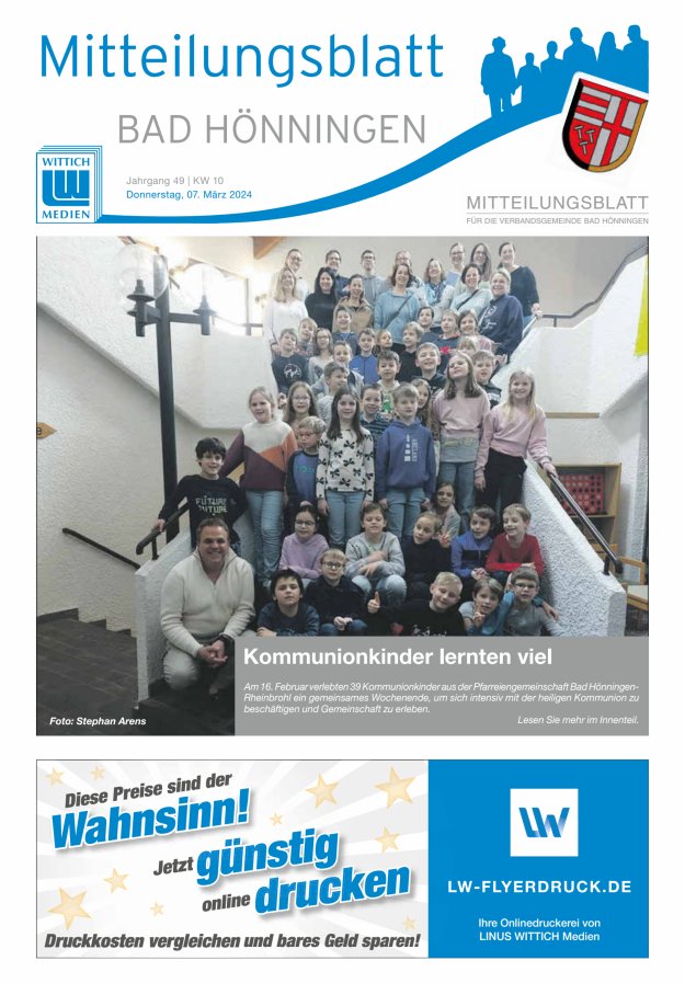 Mitteilungsblatt für den Bereich der Verbandsgemeinde Bad Hönningen Titelblatt 10/2024