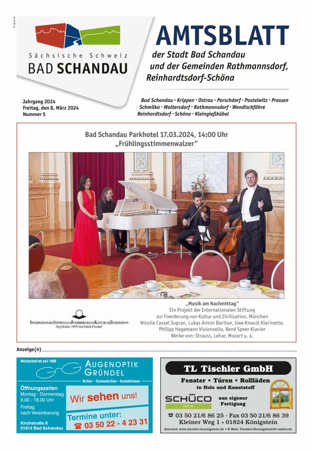 Amtsblatt der Stadt Bad Schandau und der Gemeinden Titelblatt 05/2024