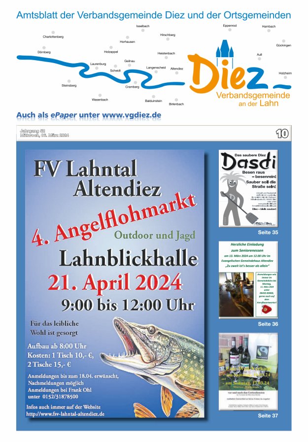 Mitteilungsblatt der Verbandsgemeinde Diez und der Ortsgemeinden Titelblatt 10/2024