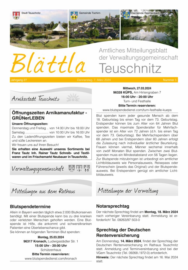 VG-Nachrichten Teuschnitz Titelblatt 05/2024