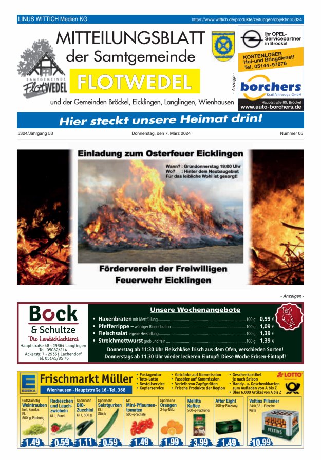 Mitteilungsblatt der Samtgemeinde Flotwedel Titelblatt 05/2024
