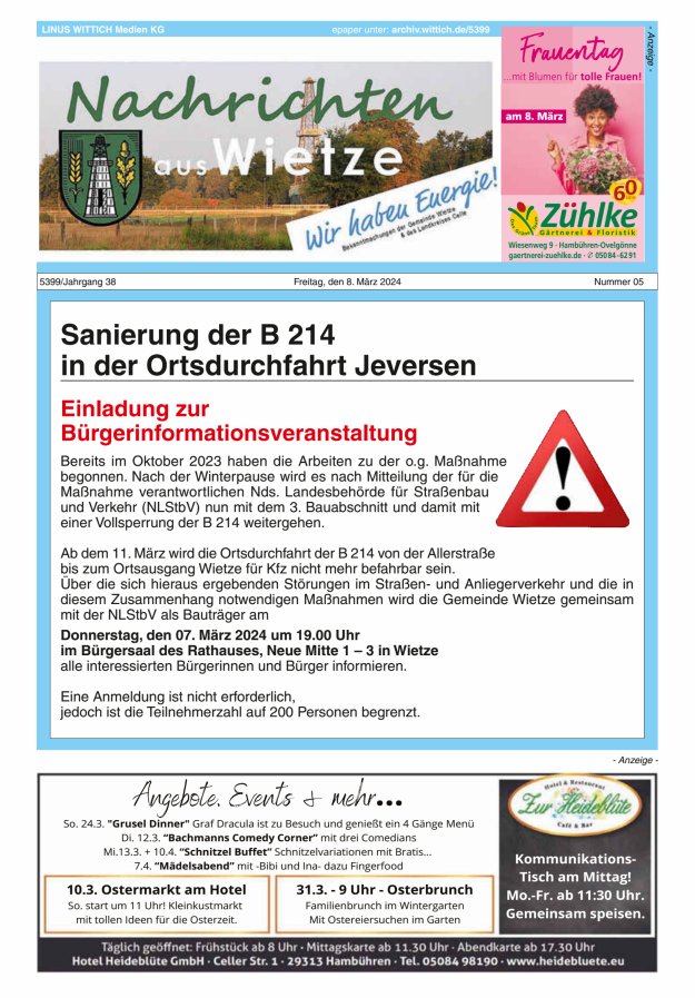 Nachrichten aus Wietze Titelblatt 05/2024