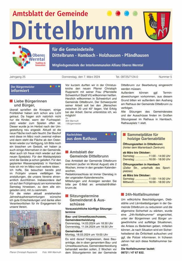 Amtsblatt der Gemeinde Dittelbrunn Titelblatt 05/2024