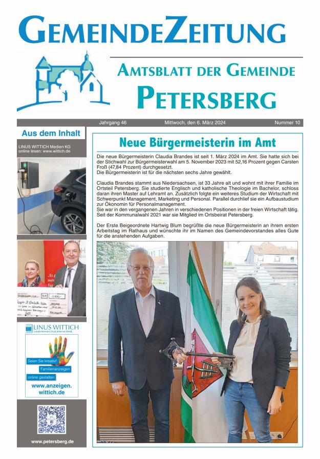 Amtsblatt Blickpunkt Petersberg Titelblatt 10/2024