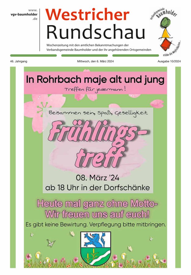 Westricher Rundschau VG Baumholder Titelblatt 10/2024