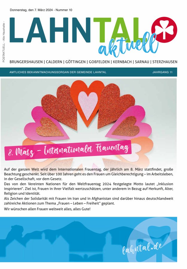 Amtliches Bekanntmachungsorgan der Gemeinde Lahntal Titelblatt 10/2024