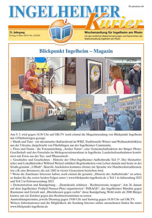 Ingelheimer Kurier Titelblatt 10/2024