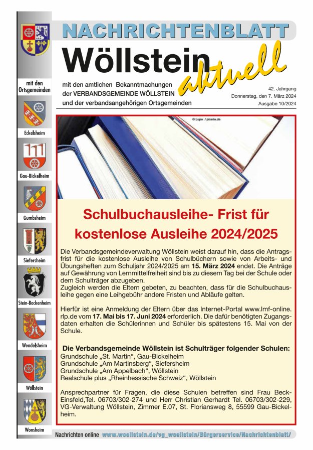 Nachrichtenblatt Wöllstein aktuell Titelblatt 10/2024