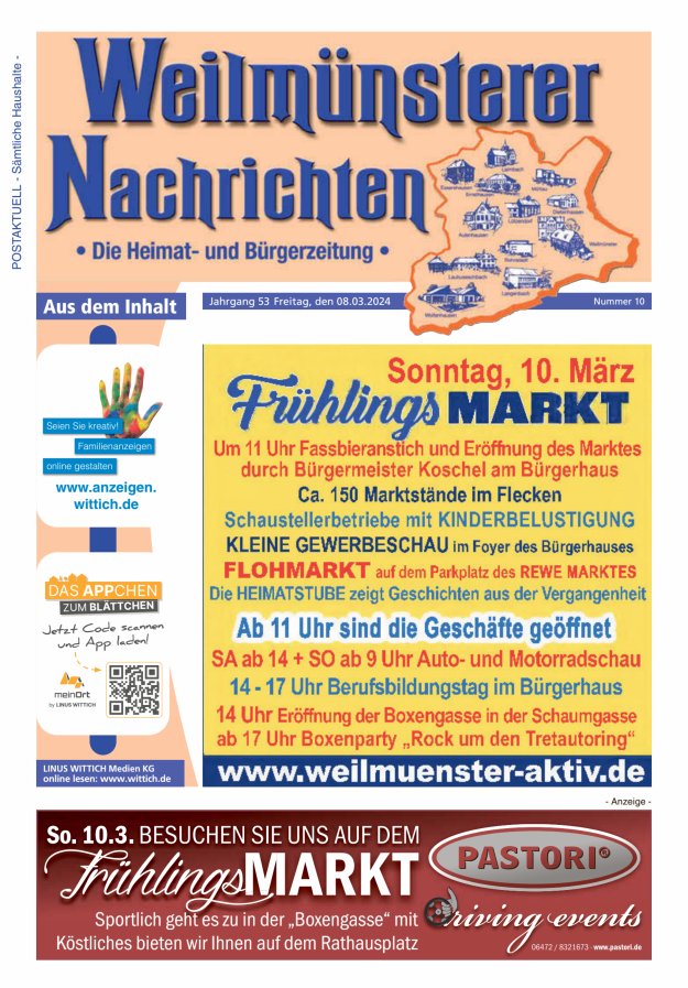 Weilmünsterer Nachrichten Titelblatt 10/2024