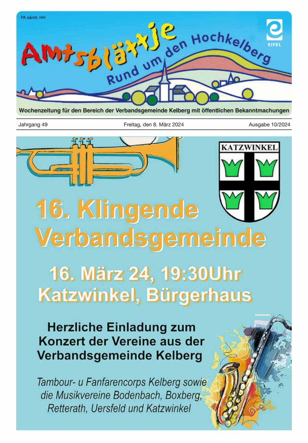 Amtsblättje - Rund um den Hochkelberg Titelblatt 10/2024