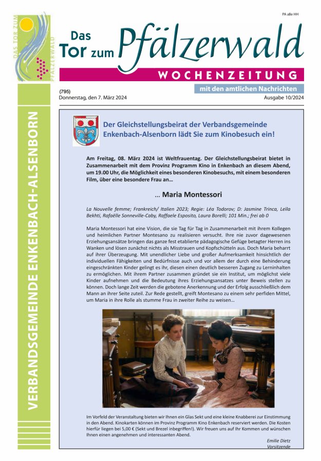 Das Tor zum Pfälzer Wald - VG Enkenbach-Alsenborn Titelblatt 10/2024