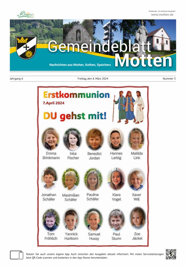 Gemeindeblatt Motten Nachrichten aus Motten Kothen Speicherz Titelblatt 03/2024
