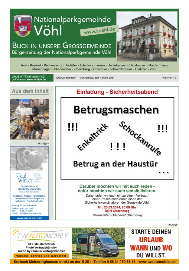 Blick in unsere Grossgemeinde Titelblatt 10/2024