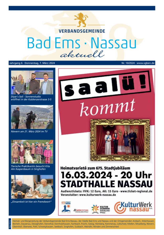 Bad Ems-Nassau aktuell Ausgabe Bad Ems Titelblatt 10/2024