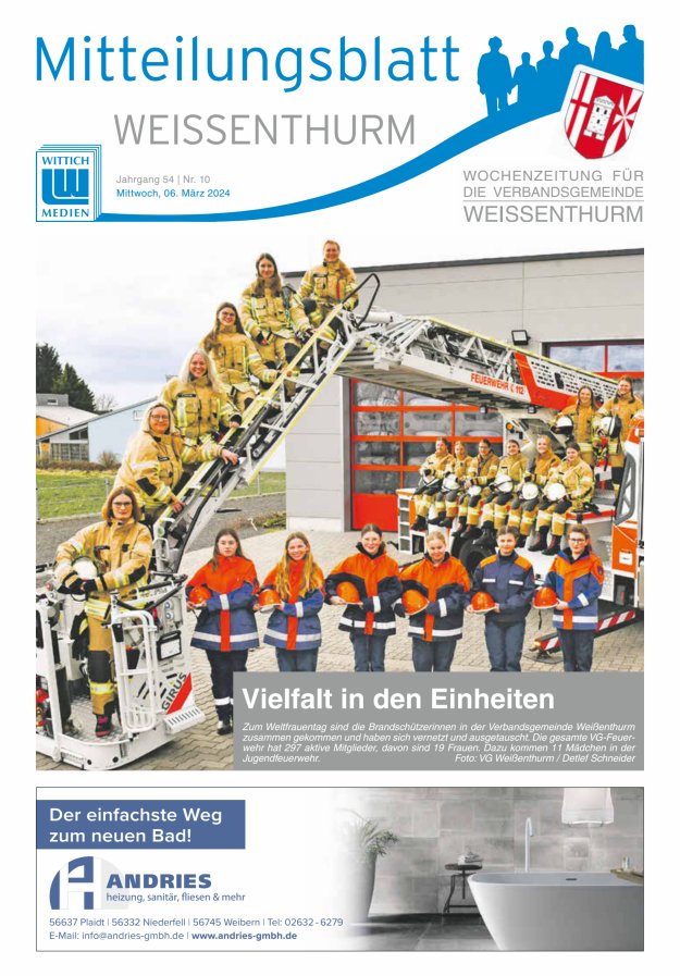 Mitteilungsblatt für den Bereich der Verbandsgemeinde Weißenthurm Titelblatt 10/2024