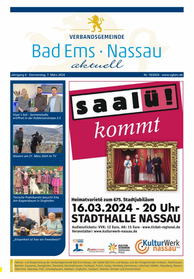 Bad Ems-Nassau aktuell Ausgabe Nassau Titelblatt 10/2024