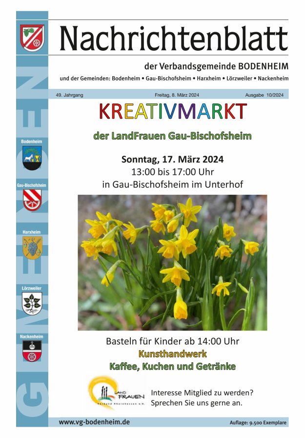Nachrichtenblatt der VG Bodenheim              Titelblatt 10/2024