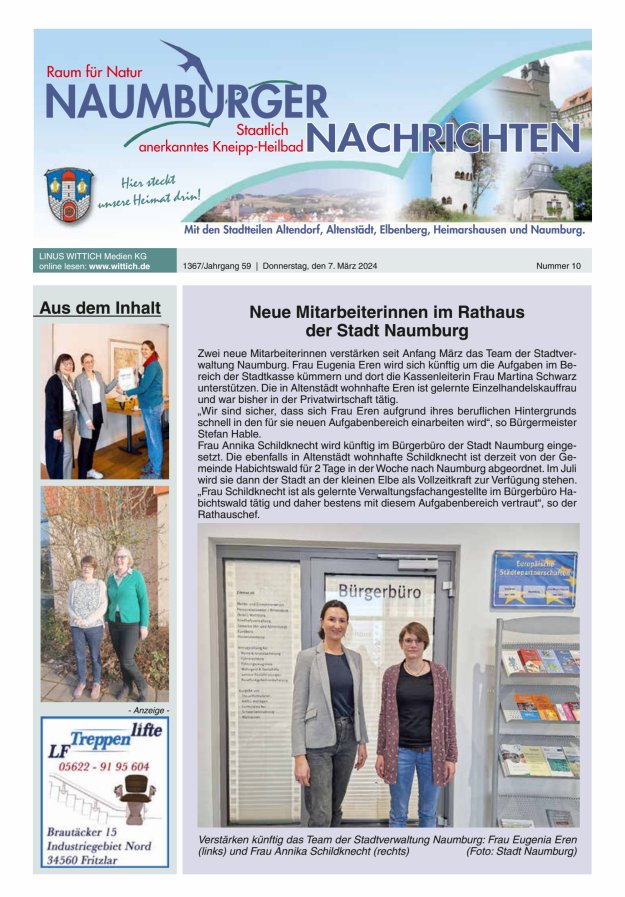 Naumburger Nachrichten Titelblatt 10/2024