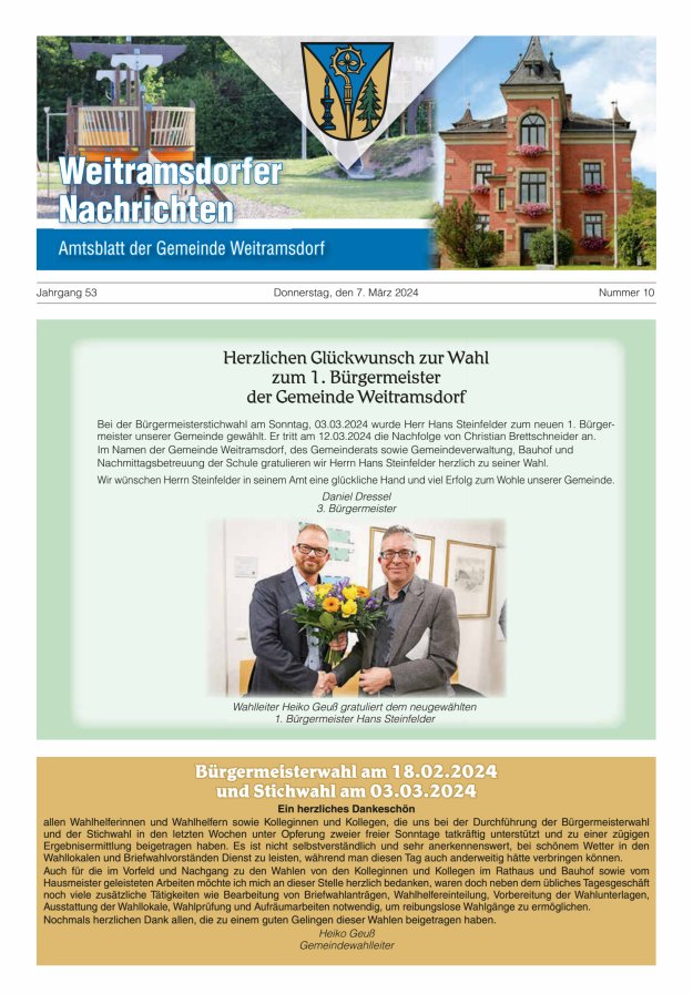 Weitramsdorfer Nachrichten Titelblatt 10/2024