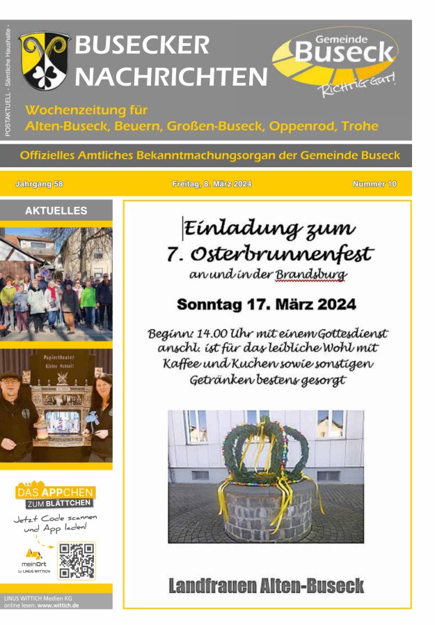 Busecker Nachrichten Titelblatt 10/2024