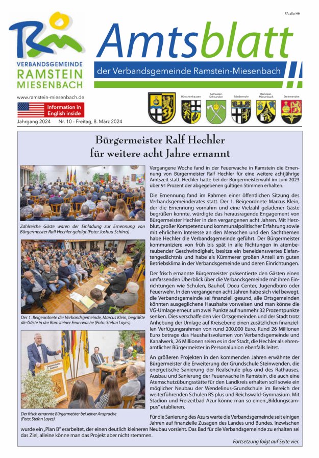 Amtsblatt VG Ramstein-Miesenbach Titelblatt 10/2024